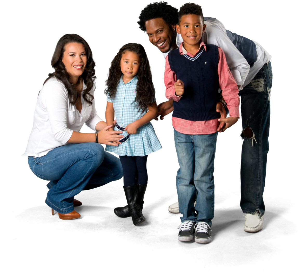 Interracial Couple with Two Children 